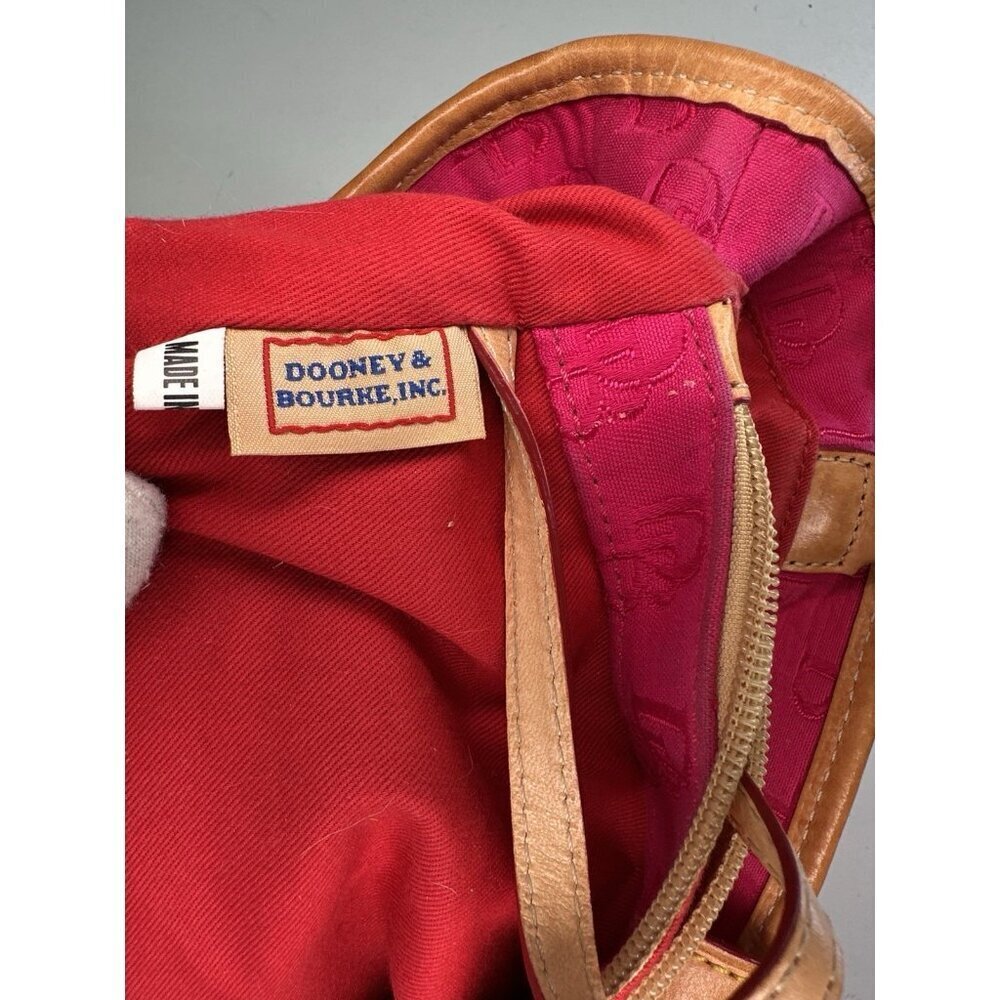 Dooney & Bourke Pink Signature Monogram Tan Leather Buckle Closure Handbag - Picture 8 of 14